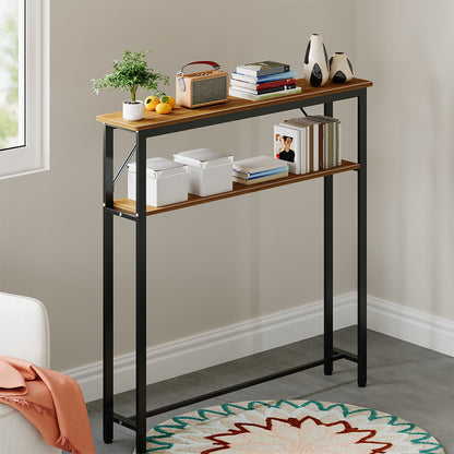 Slim Console Table Entryway 2-Tier Table with Adjustable Feet