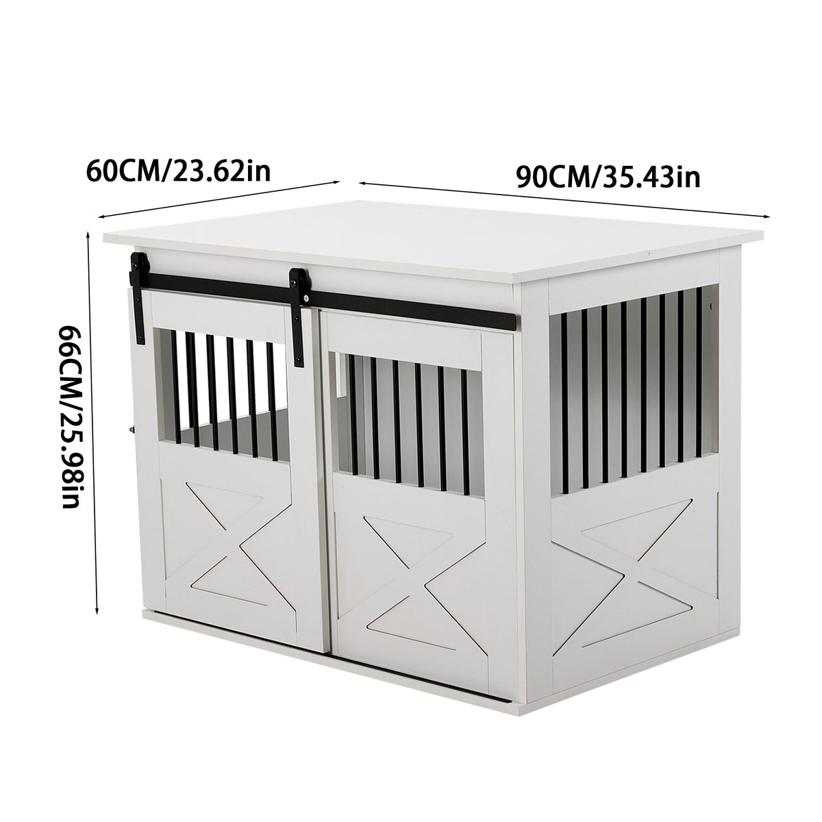 Wooden Dog Crate with Lockable Barn Door