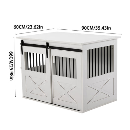 Wooden Dog Crate with Lockable Barn Door