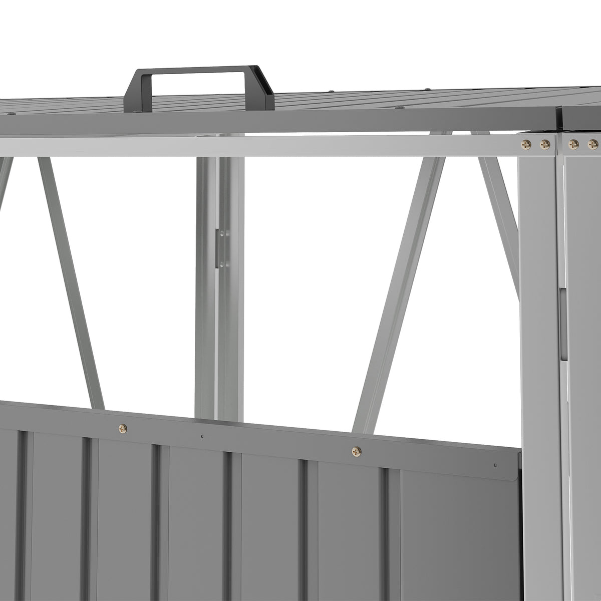 Grey Metal Outdoor Garbage Bin Shed For 3 Trash Bin