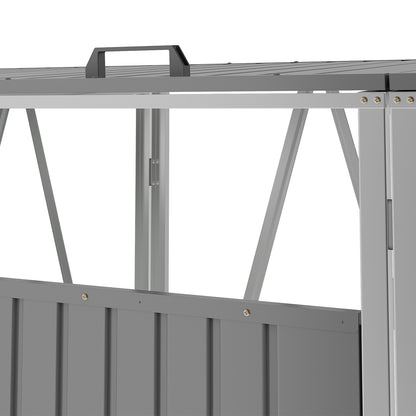 Grey Metal Outdoor Garbage Bin Shed For 3 Trash Bin