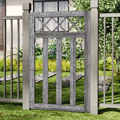 2.5 x 4 ft Outdoor Cross Top Wooden Garden Gate Pedestrian Fence Yard Door