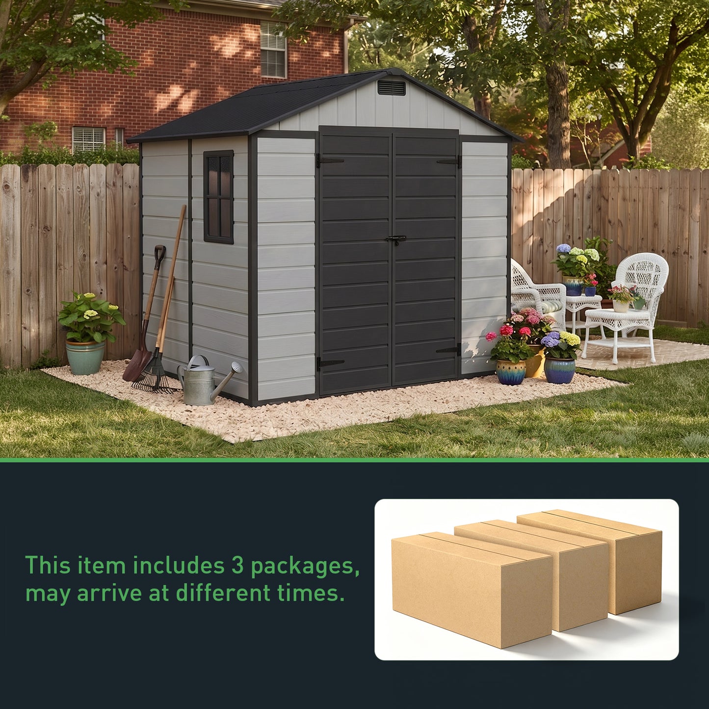 7x6 FT Large Garden Storage Shed
