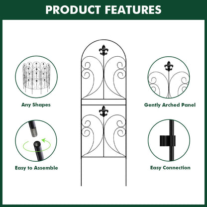 10-Panel Metal Arched Garden Fence Yard Borders Decor Set