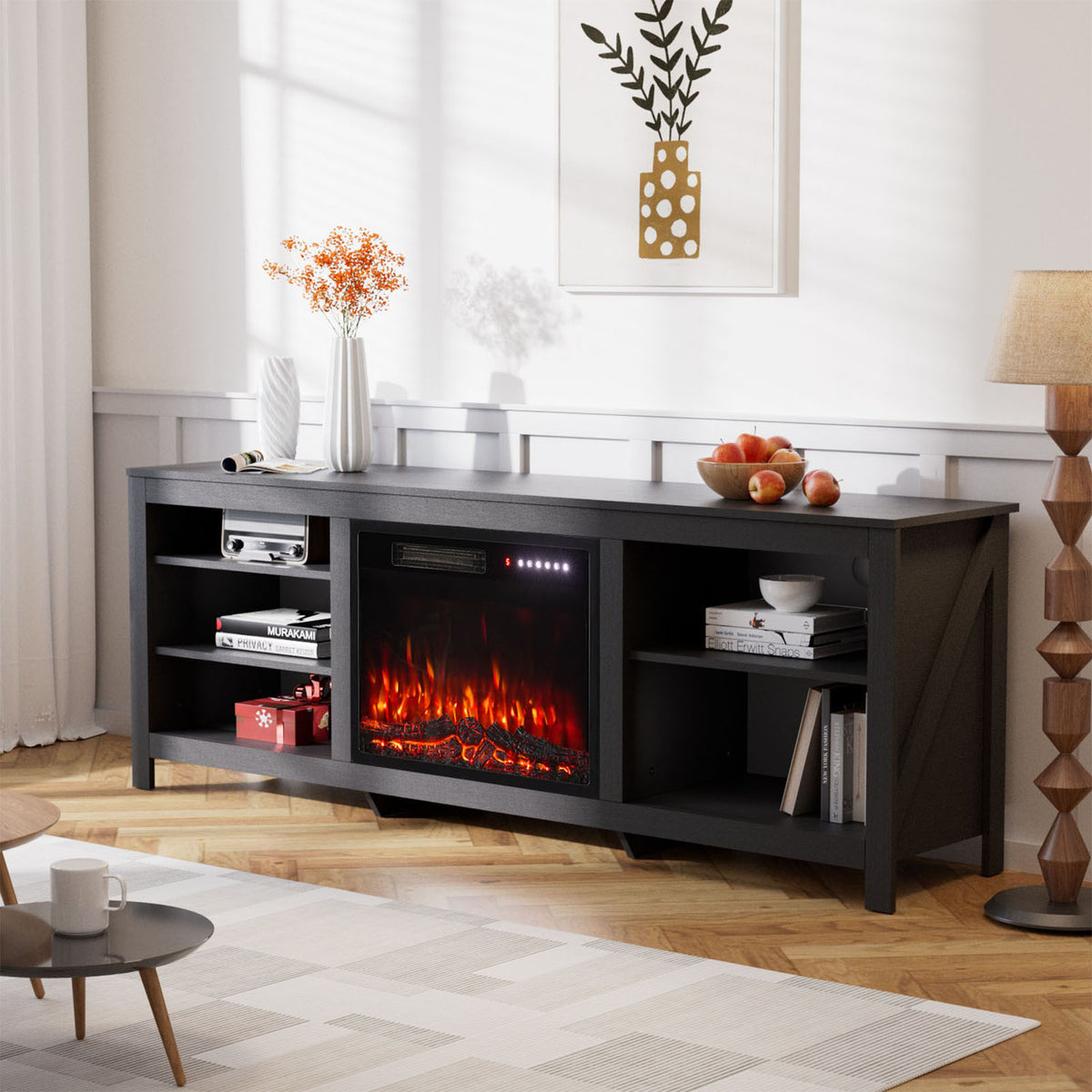 177.8cm TV Stand with 23-Inch Electric Fireplace