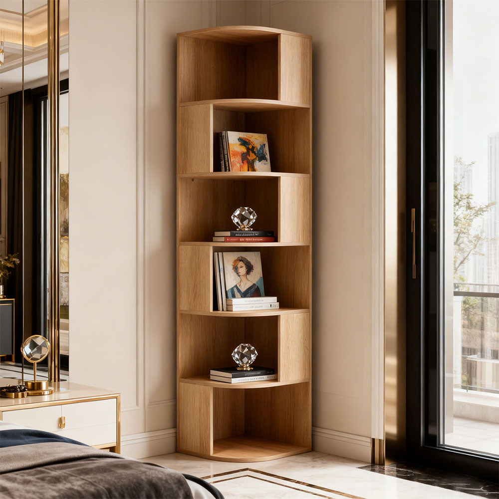 6-Tier Wooden Corner Storage Shelf