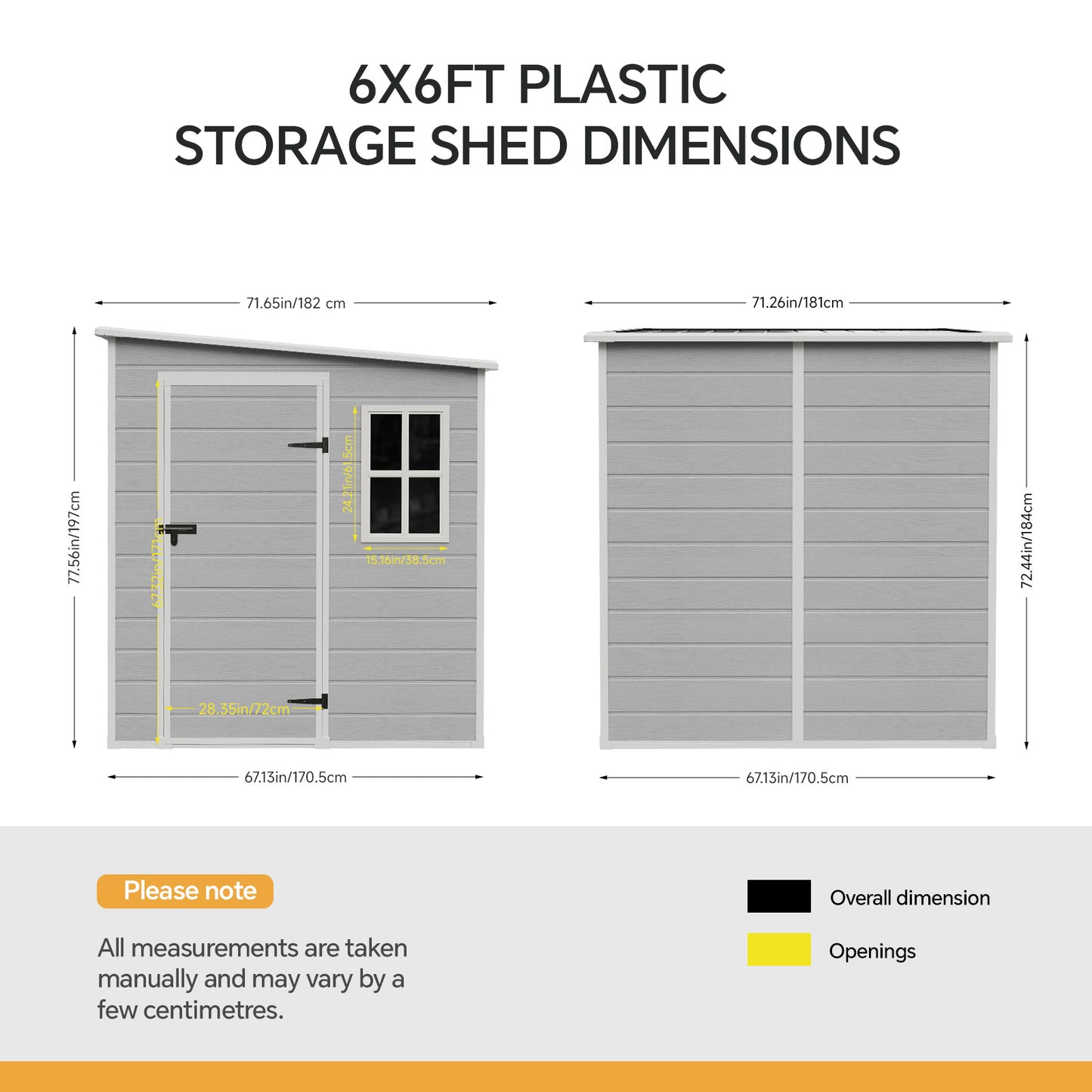 6x6 FT Pent Roof Garden Storage Shed