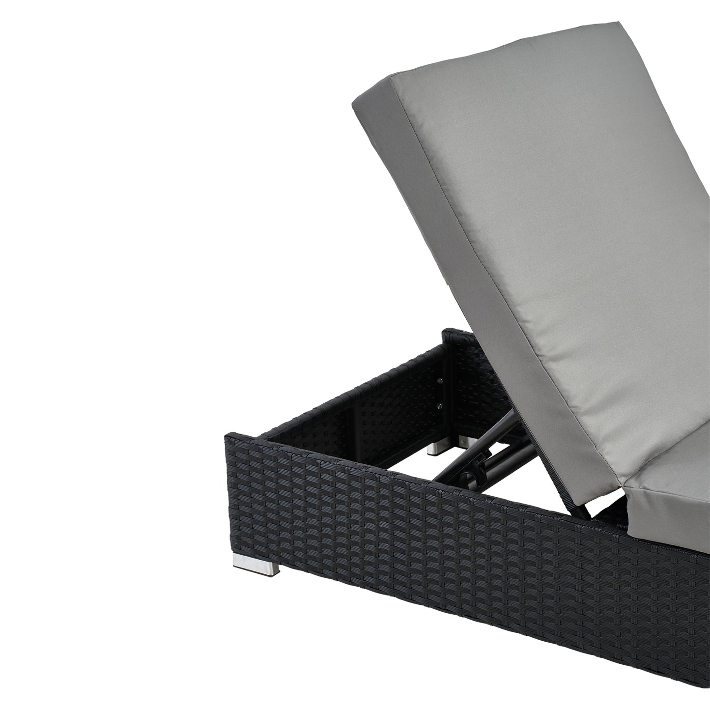 3 Piece Rattan Rattan Sun Lounger with Storage Table