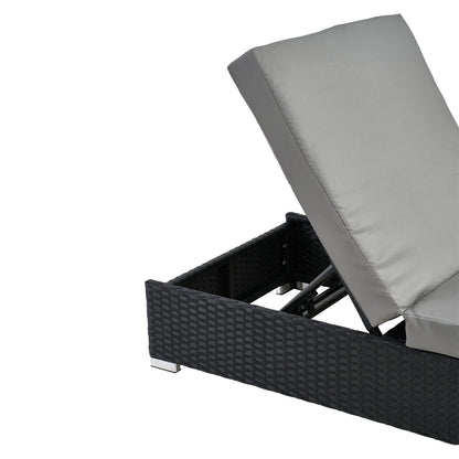 3 Piece Rattan Rattan Sun Lounger with Storage Table