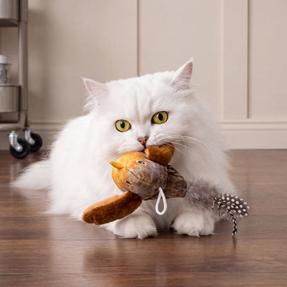 Interactive Chirping & Flapping Bird Cat Toy with Catnip