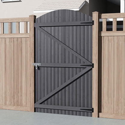 Grey Semi Braced Arch Top Strong Wooden Garden Gate