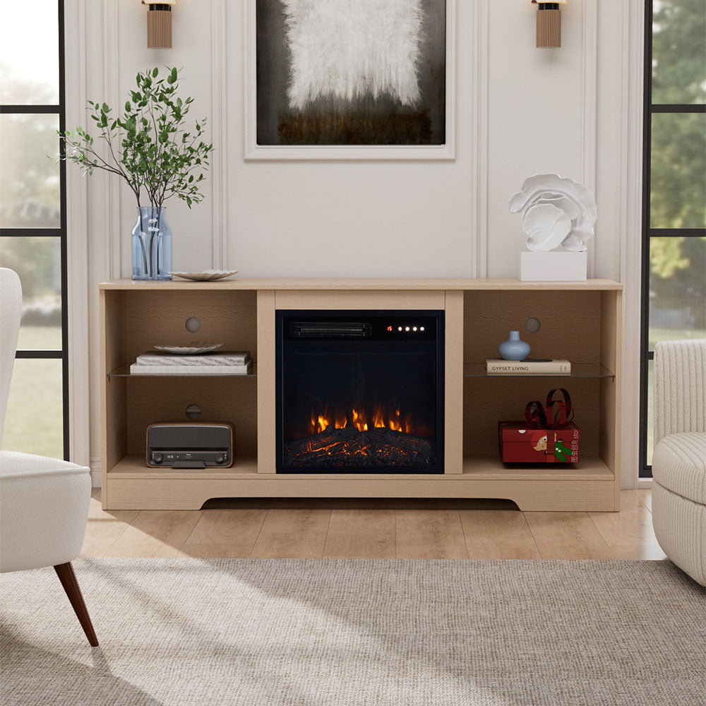 TV Stand Electric Fireplace Adjustable Flame with Remote Control
