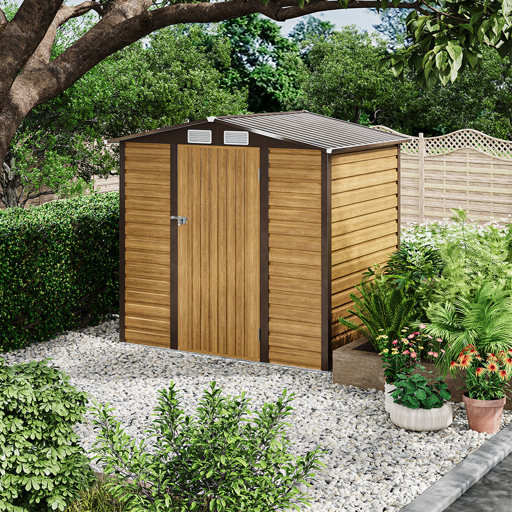 Outdoor Galvanized Steel Tawny Storage Shed