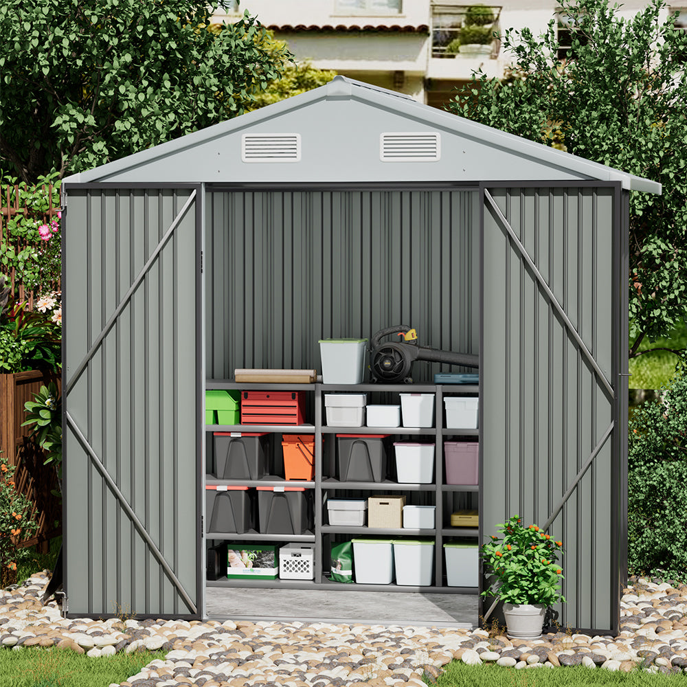 4x6FT Metal Garden Storage Shed with Lockable Door