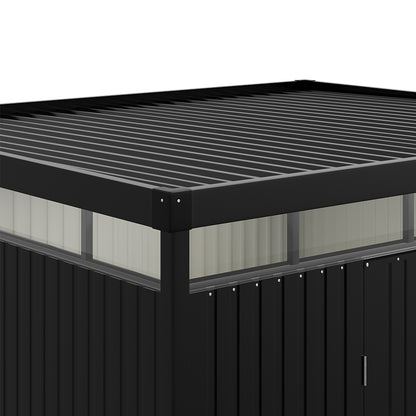 10 x 8 ft Metal Garden Storage Shed with Flat Roof & Double Doors