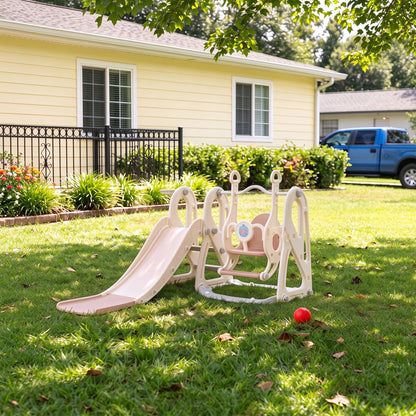 4-in-1 Kids Slide & Swing Set with Basketball Hoop
