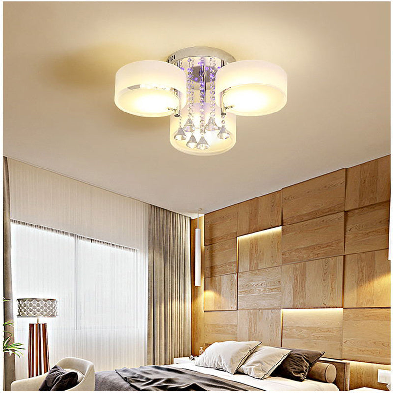 3 5 heads lights Modern Round Acrylic LED Semi Flush Mount Crystal Accent