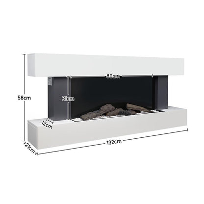 52 Inch Wall Mounted Electric Fire with Mantel & Remote Control