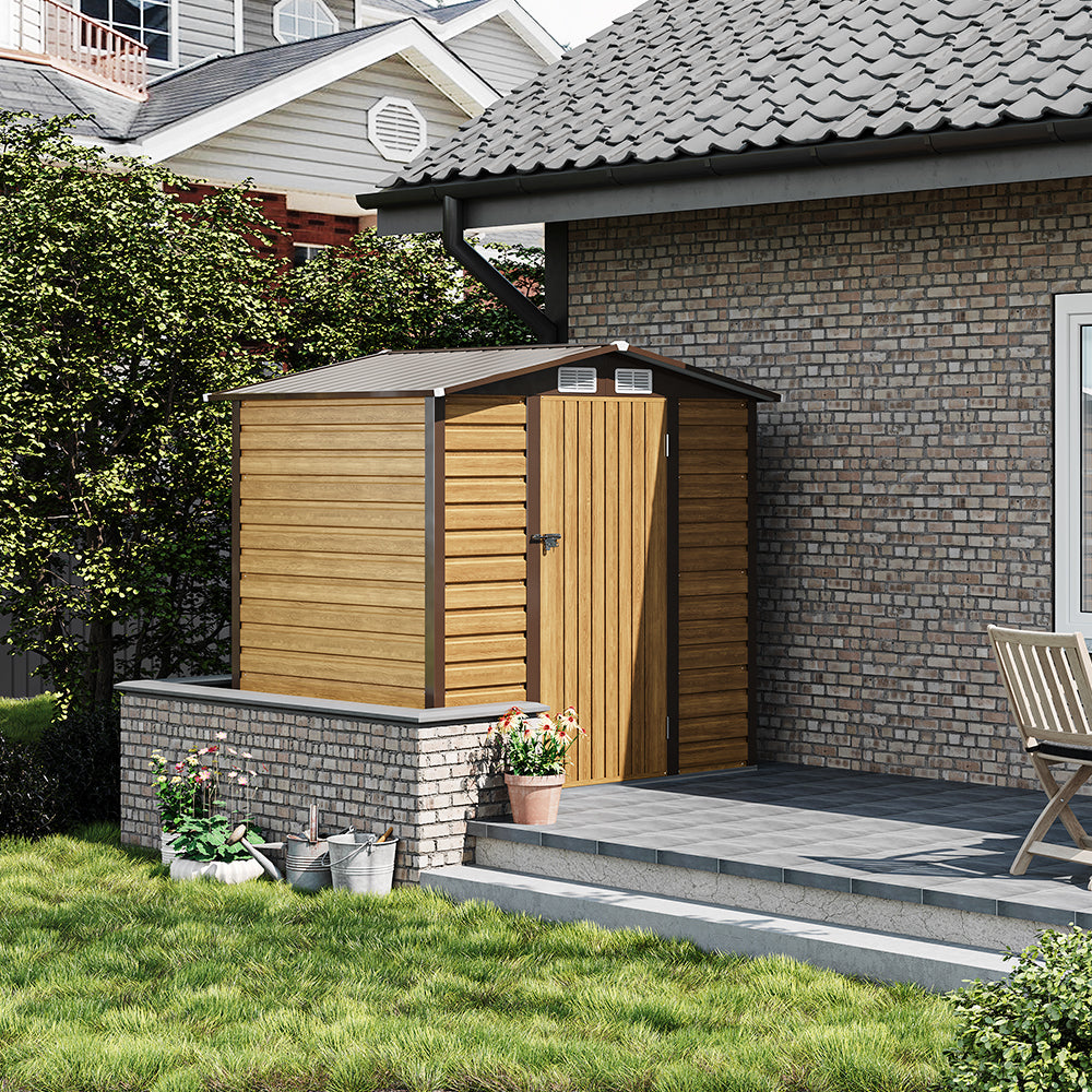 Outdoor Galvanized Steel Tawny Storage Shed