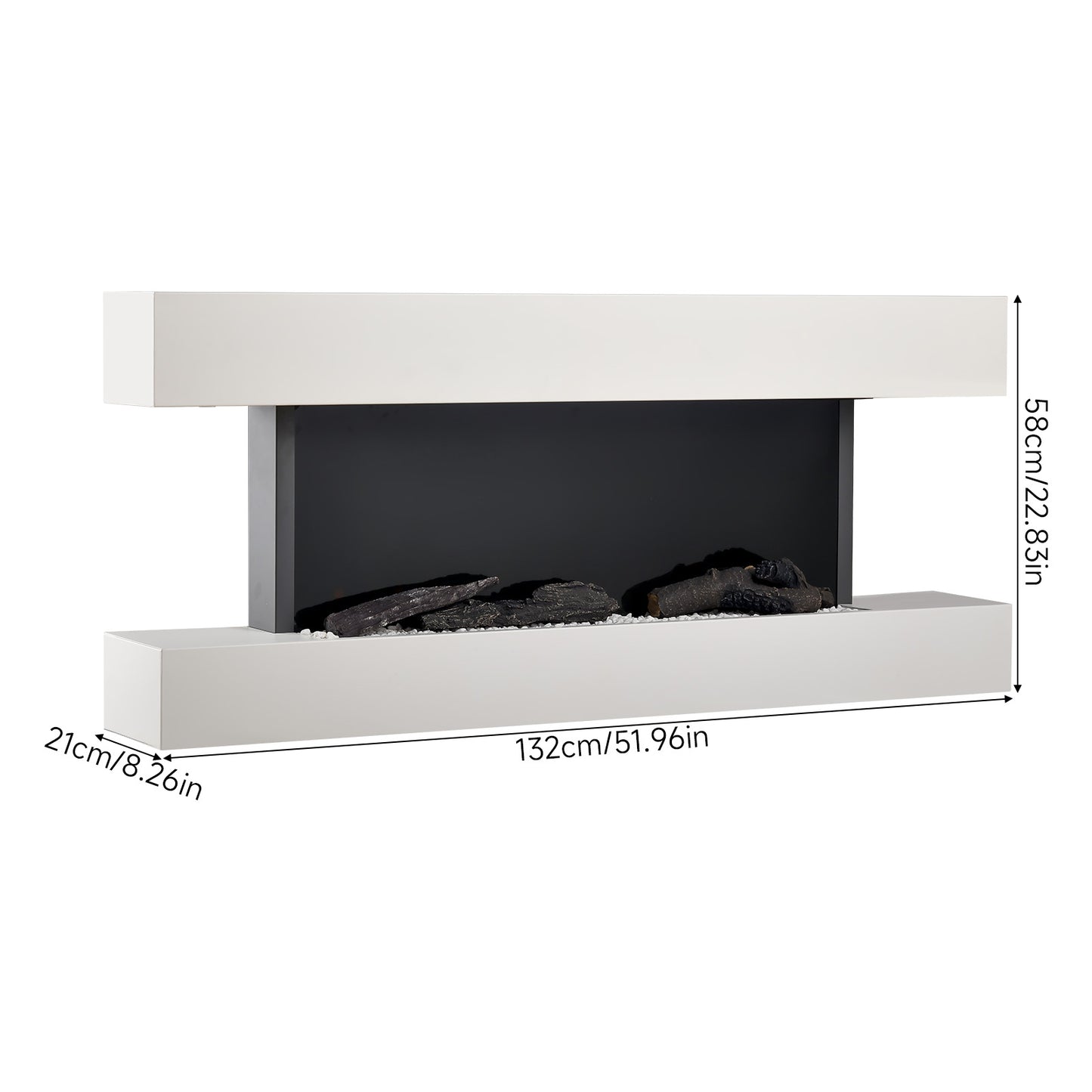 Wall-Mounted Electric Fireplace with Remote Control