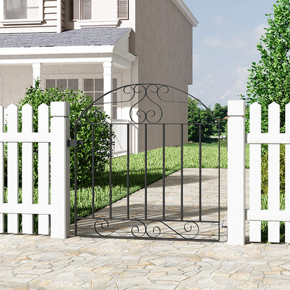 Black Metal Wrought Iron Garden Gate Heavy Duty with Fittings Bolts