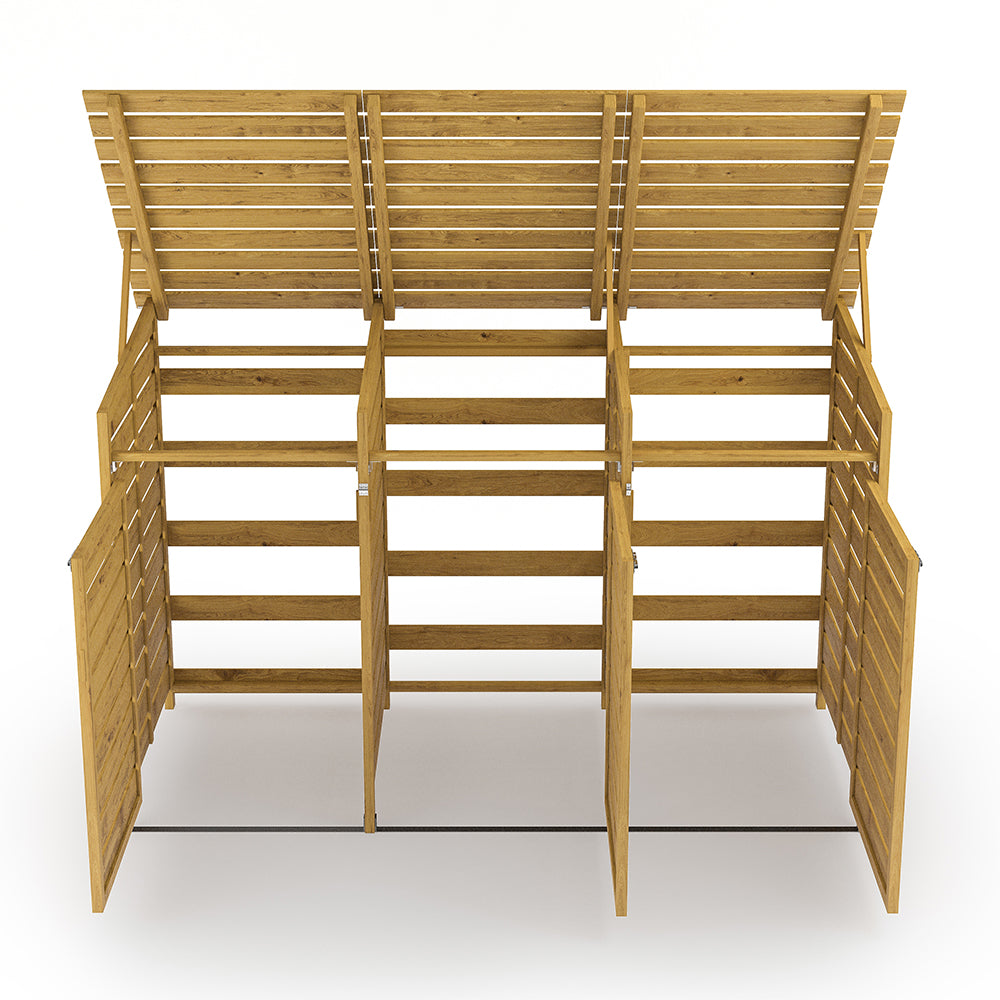 Outdoor Spruce Wood Trash Can Storage Shed