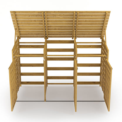 Outdoor Spruce Wood Trash Can Storage Shed