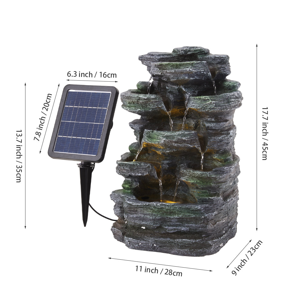 Faux Rock Garden Fountain with Lights