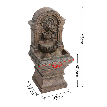 63CM Height Solar-Powered Garden Cascading Water Fountain with LED Light