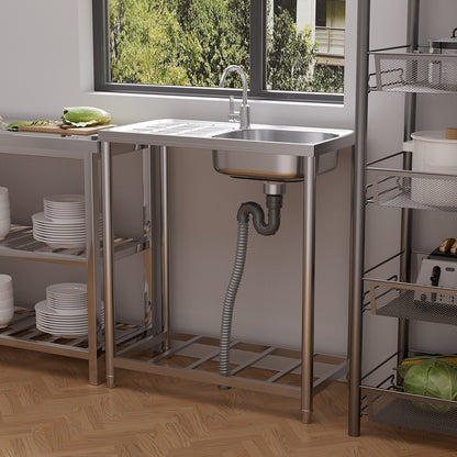 Industrial Stainless Steel Wash Sink with Drainboard