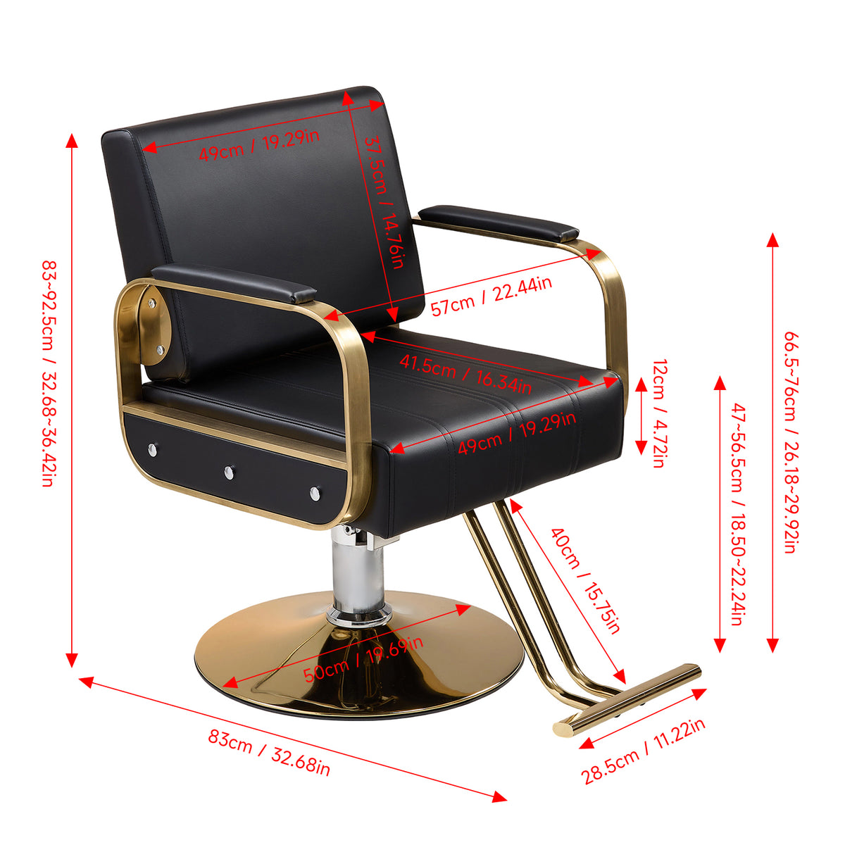Height Adjustable Swivel Salon Barber Chair