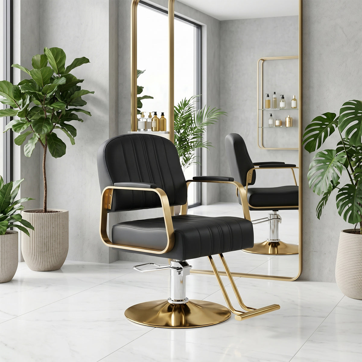Height-Adjustable Swivel Salon Barber Chair