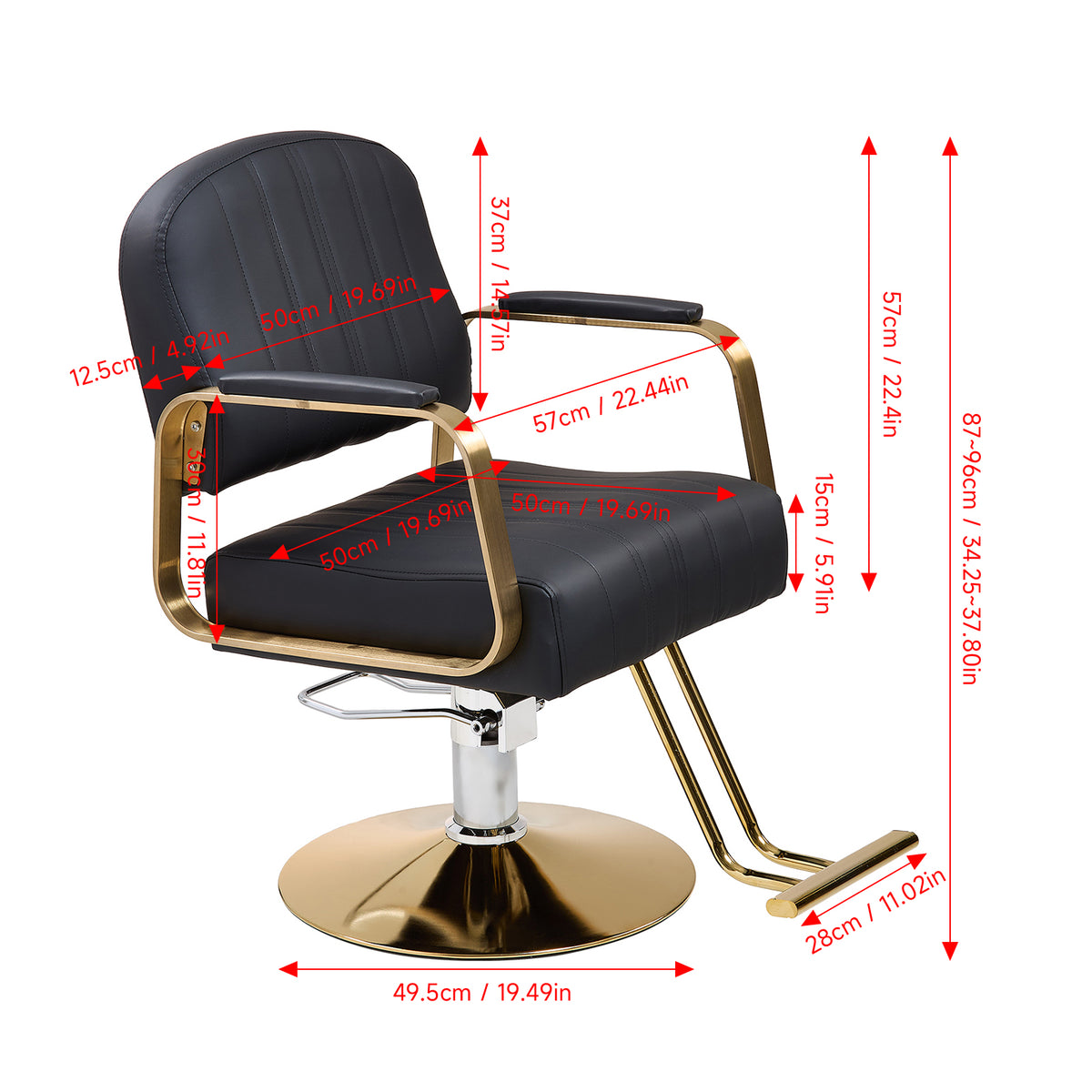 Height-Adjustable Swivel Salon Barber Chair