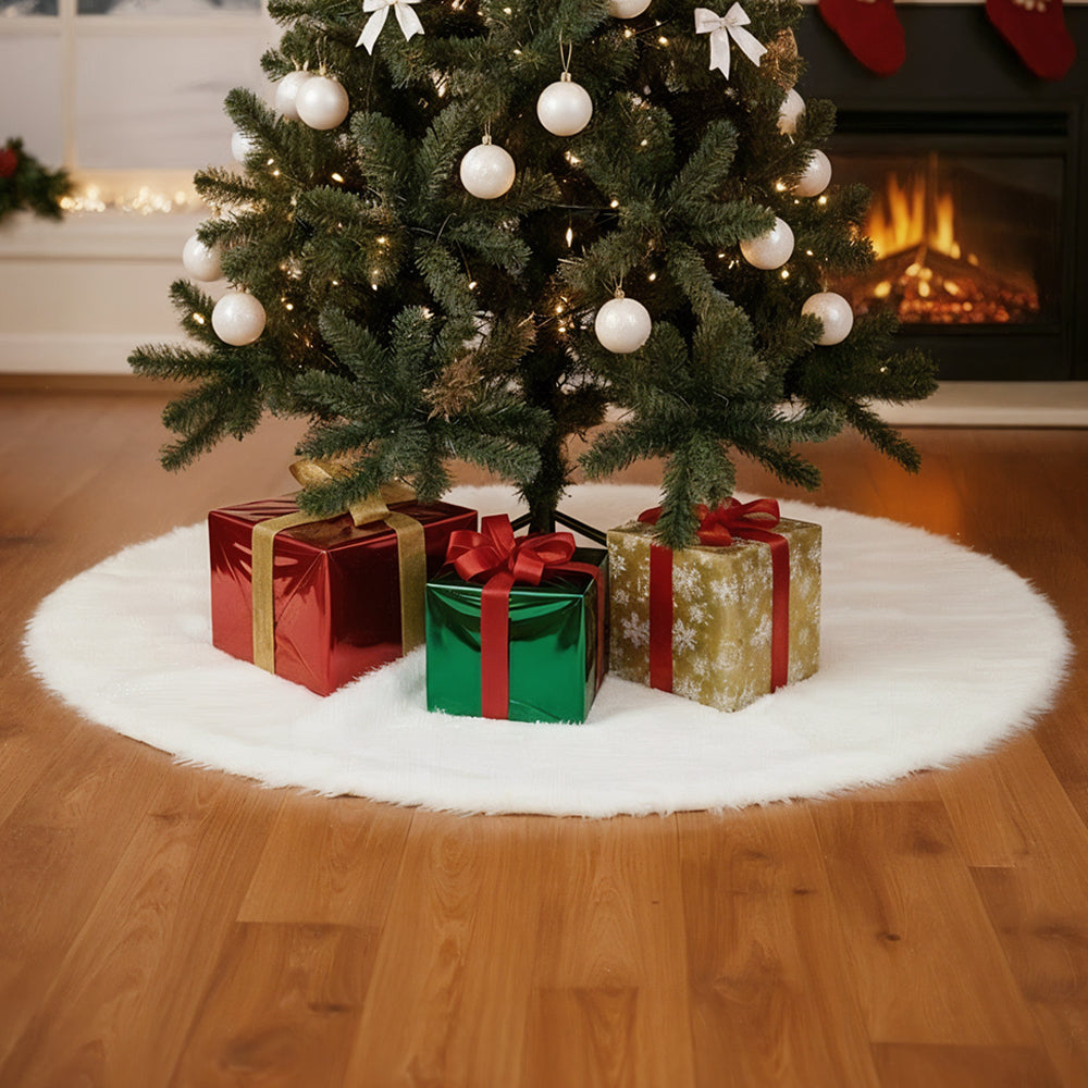 Snow White Plush Christmas Tree Skirt for Holiday Decoration, CD0148