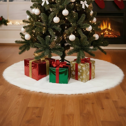 Snow White Plush Christmas Tree Skirt for Holiday Decoration, CD0148