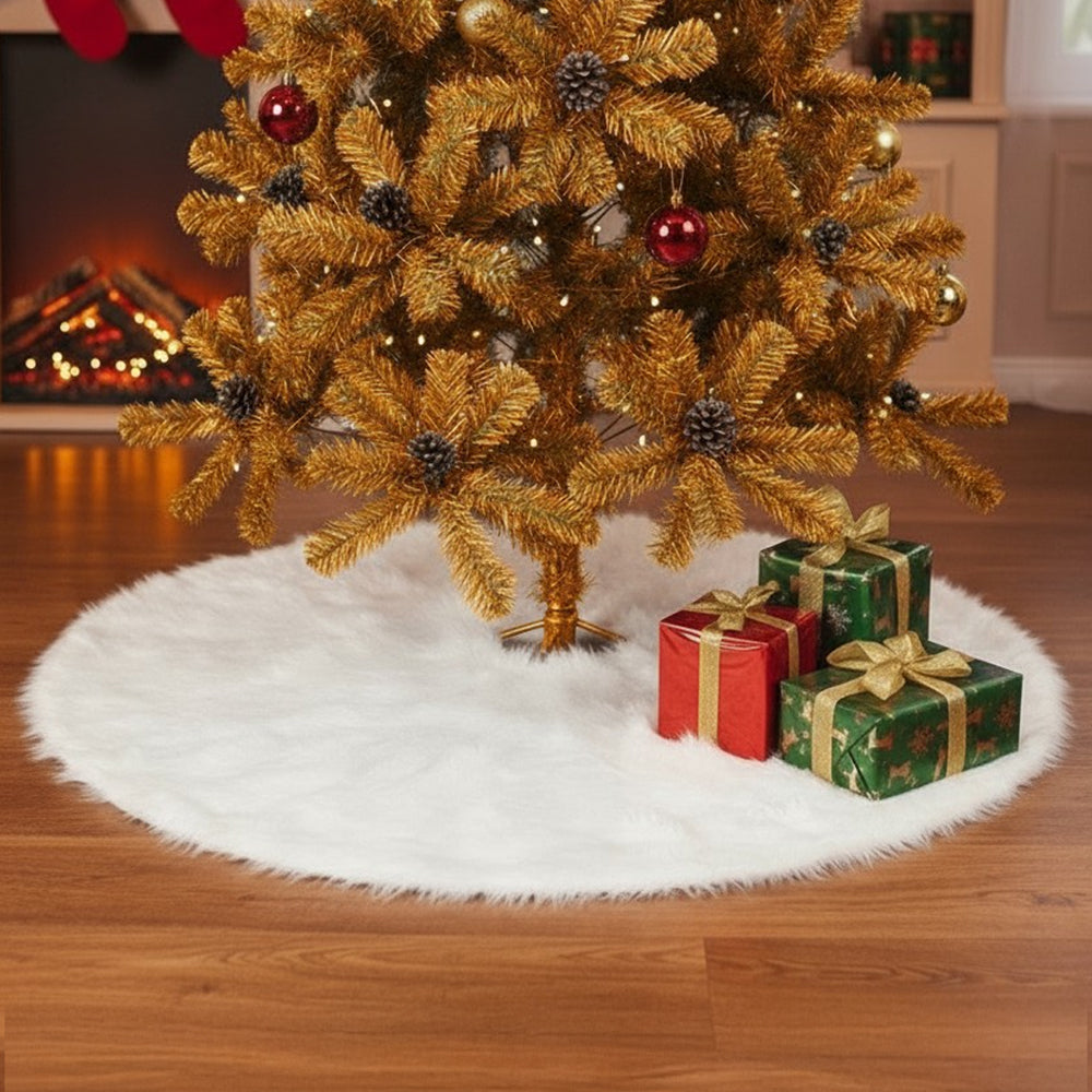 Snow White Plush Christmas Tree Skirt for Holiday Decoration, CD0148