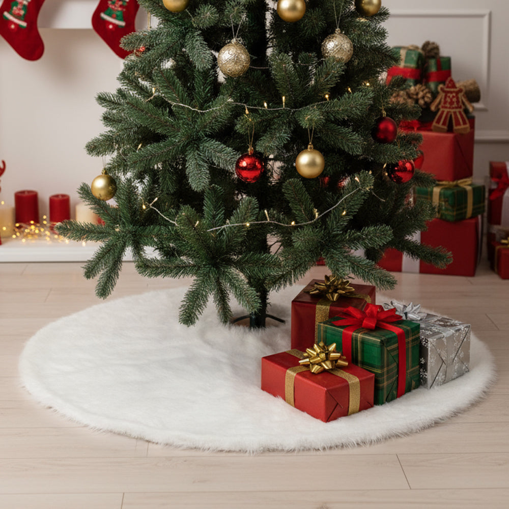 Snow White Plush Christmas Tree Skirt for Holiday Decoration, CD0148