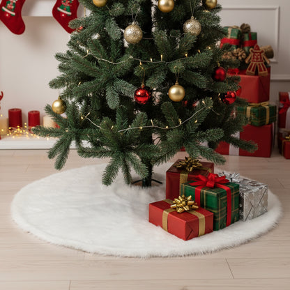 Snow White Plush Christmas Tree Skirt for Holiday Decoration, CD0148