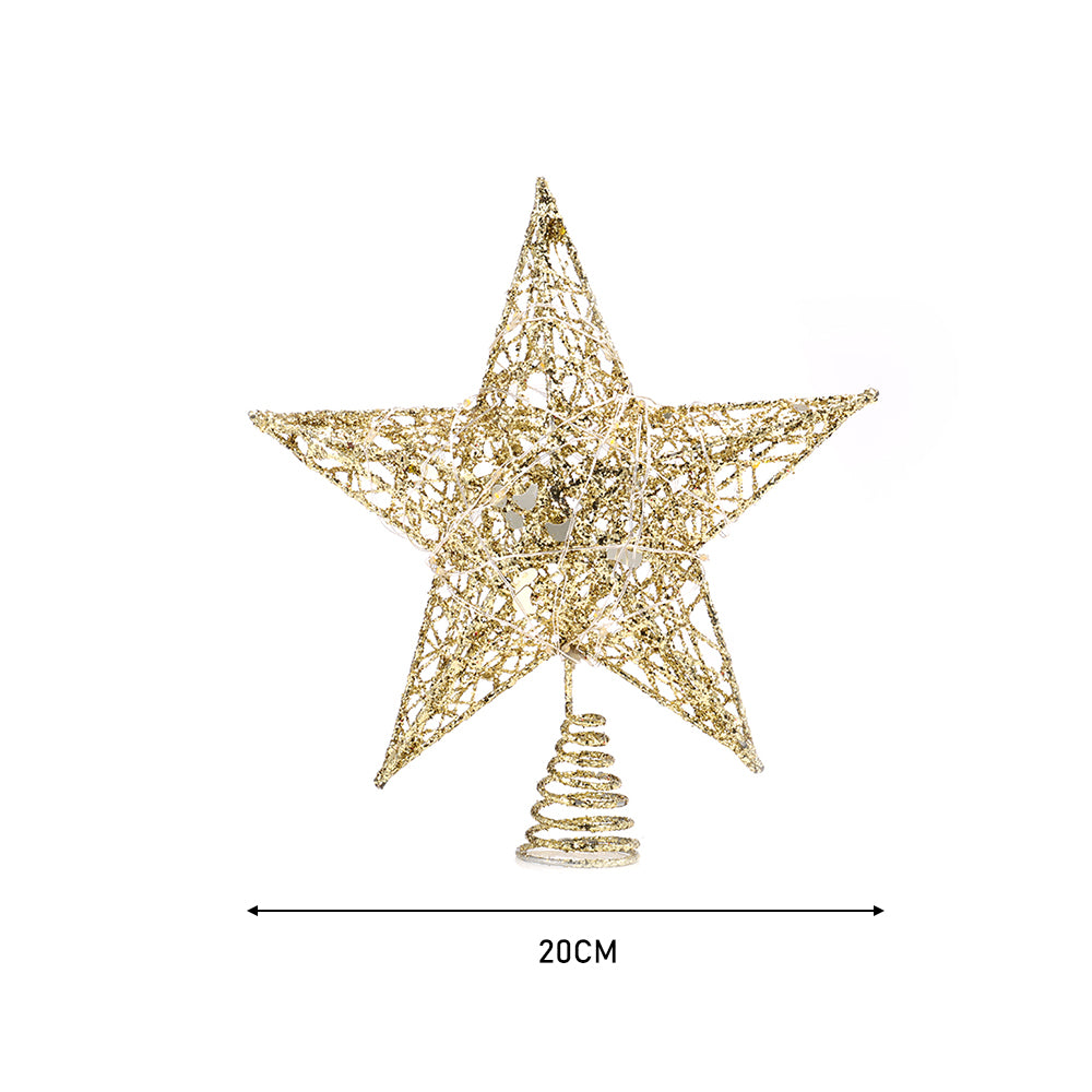 Decorative Star Sequins Christmas Tree Topper with LED Lights