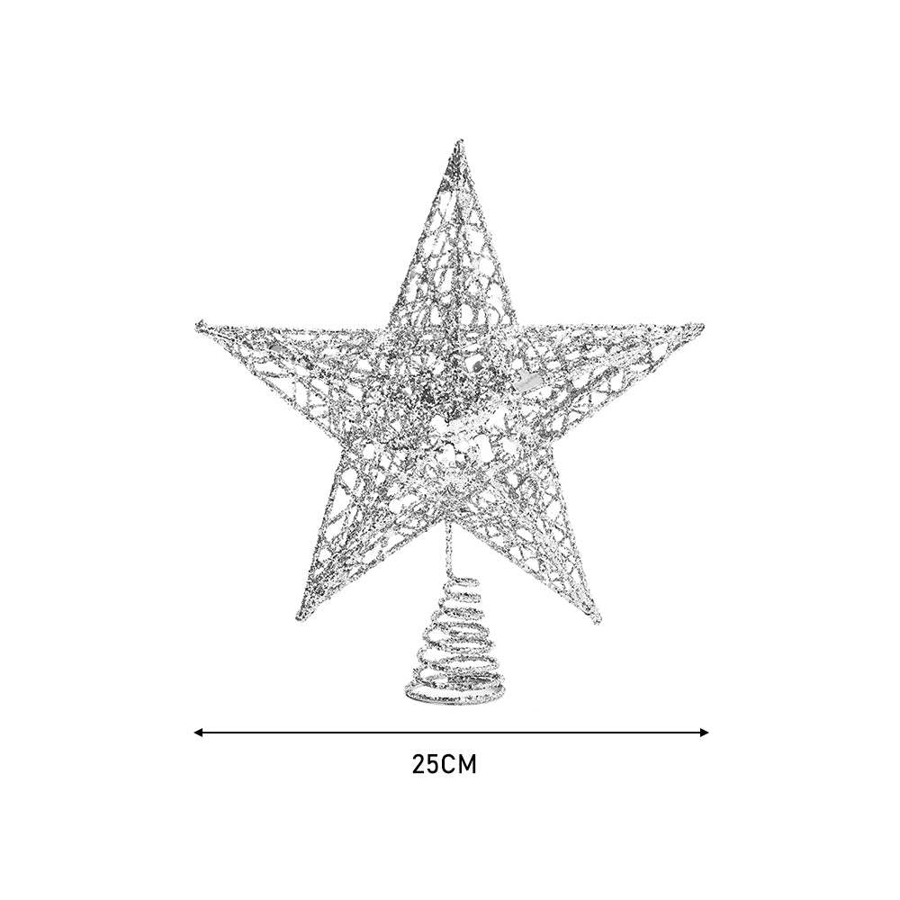 Decorative Star Sequins Christmas Tree Topper with LED Lights