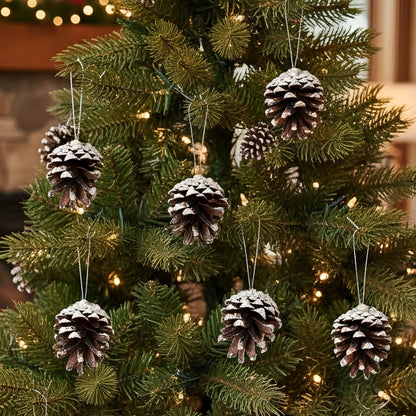 30 Pieces White Paint Christmas Tree Hanging Ornament Set