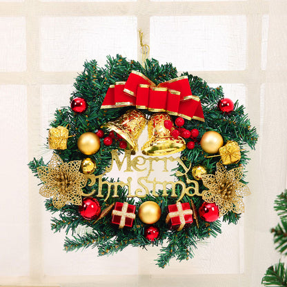 30cm Christmas Artificial Wreath with Xmas Baubles Bells Bow Knots