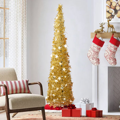 Collapsible 1.2M Pop Up Tinsel Christmas Tree with Base