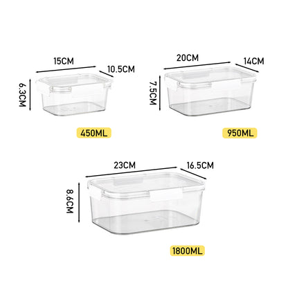 3Pcs Transparent Stackable Bento Lunch Box Set