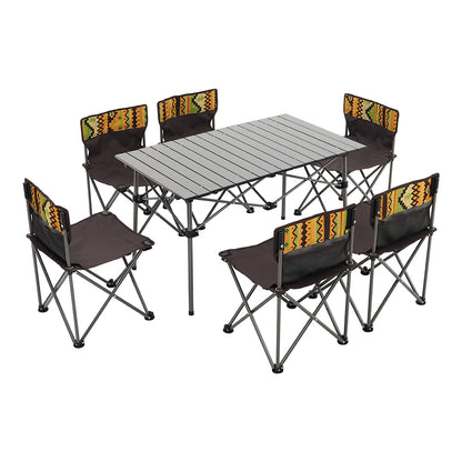 Portable Outdoor Camping Set with Foldable Table and 6 Chairs