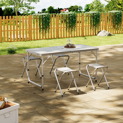 Folding Picnic Table with 4 Stools Portable Lightweight Aluminum Table Stools Set