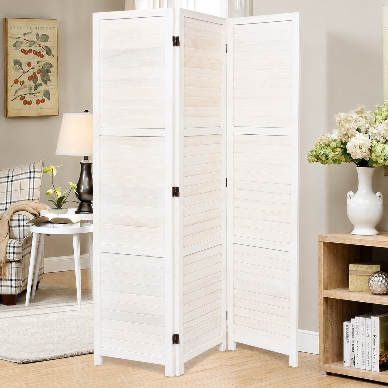 Folding Solid Wood Room Divider Privacy Screen for Home