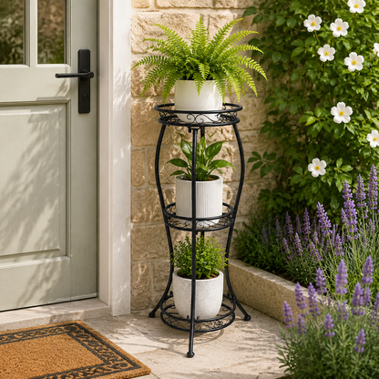 3-Tier Black Iron Plant Stand