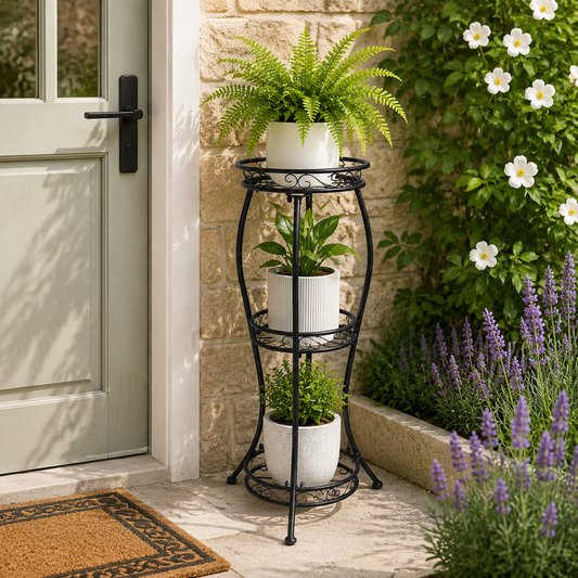 3-Tier Black Iron Plant Stand