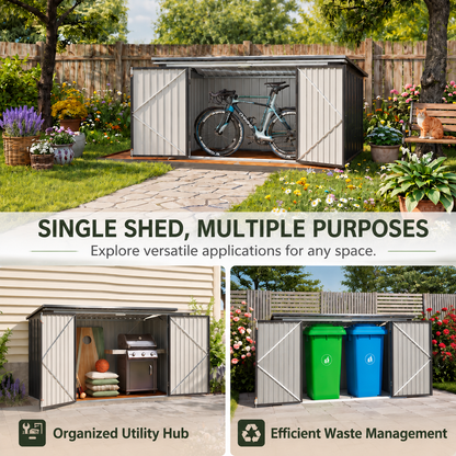 Black/Green/Grey Steel Lockable Garden Bicycle Storage Shed